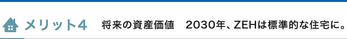 メリット4 将来への資産価値 2030年、ZEHは標準的な住宅に。